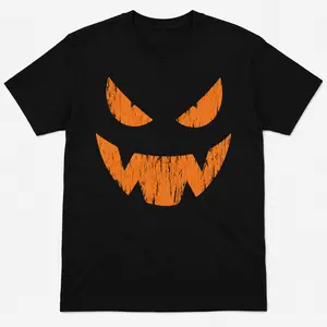 Evil Pumpkin Face T-Shirt, Spooky Halloween Costum