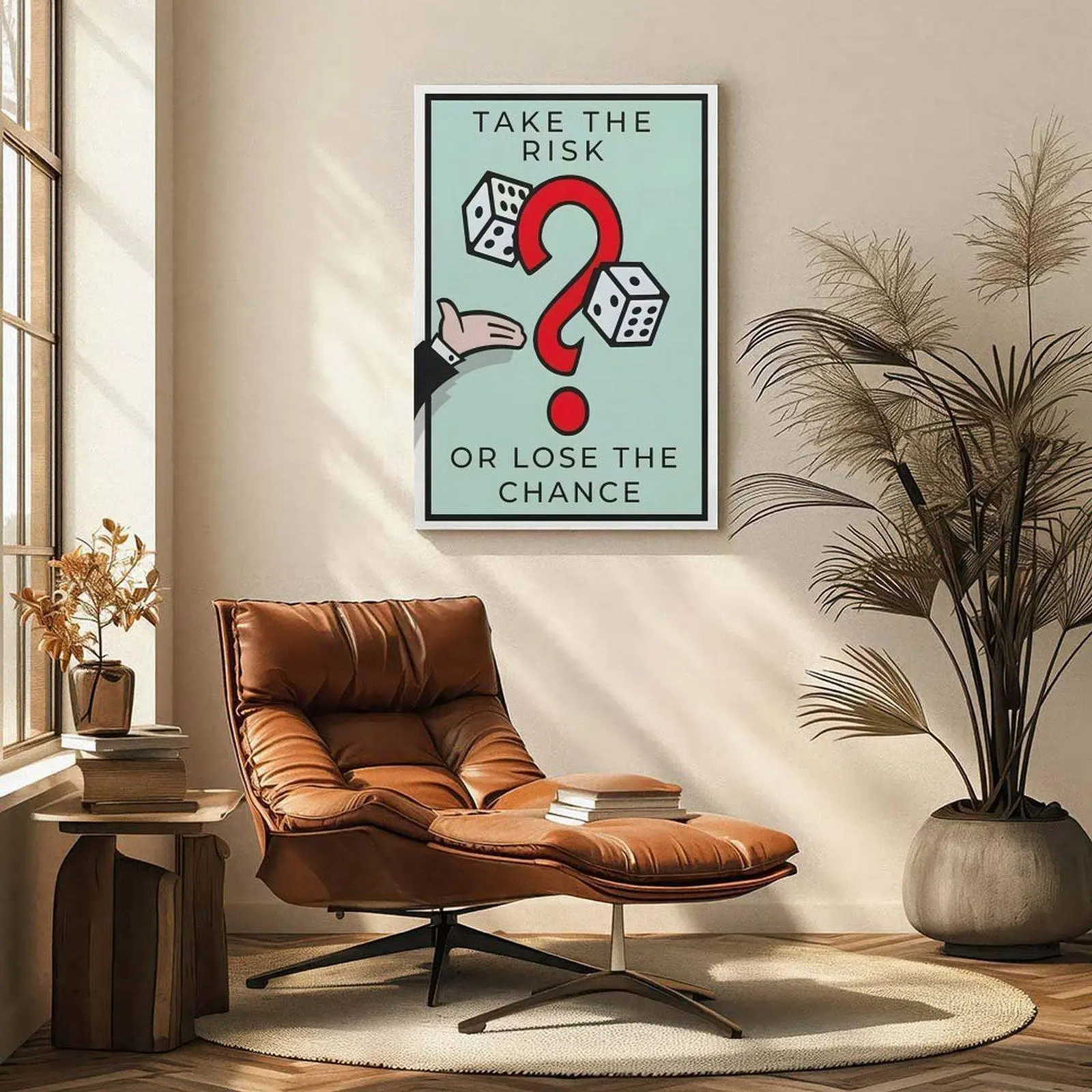 Monopoly-Style Life Quote | Take The Risk Or Lose The Chance | Motivational Wall Art For Hustlers