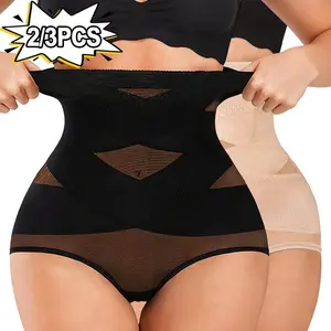 Lady's 2/3PCS High-Waist Nylon Fabric Compression Shapewear - Tummy Control Abdomen Girdle, Butt Lifter Briefs for Everyday Wear