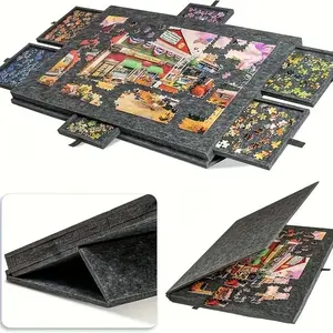 Puzzle Board with 6-Drawer Classification System & Tile Storage, Foldable Jigsaw Table with Built-In Stand and Protective Cover, Portable Puzzle Organizer for Adults, Large Family Game Board, Gift for Puzzle Lovers