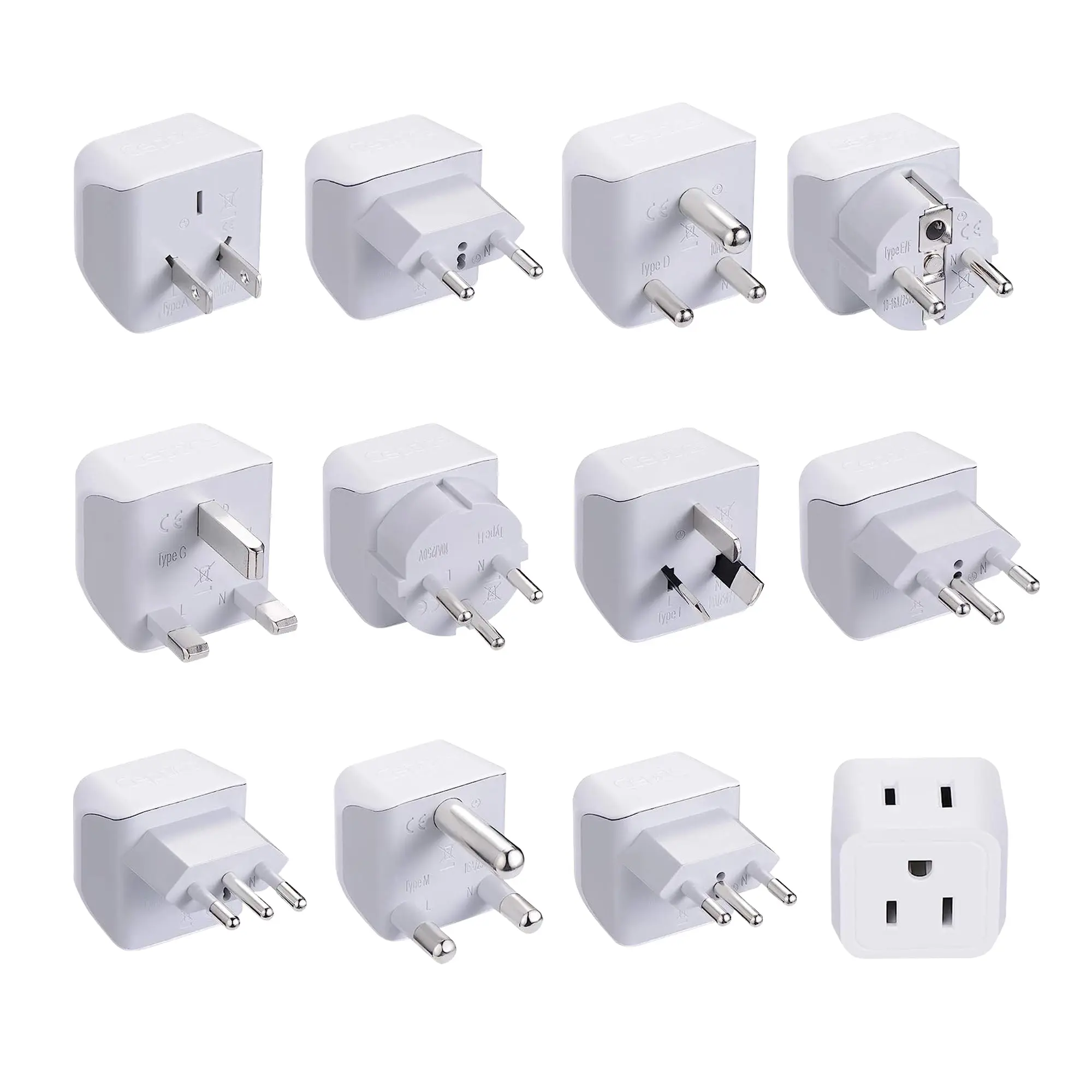 International Travel Adapter Plug Set - 11 pcs 2 in 1 Compact (CT-11PK)