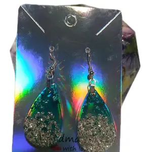 Silver and Emerald Green Drop Earring Set