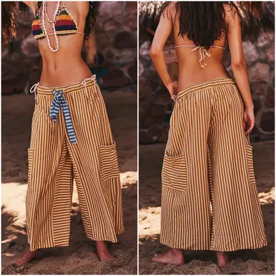 Women's Palazzo Pants - Boho Wide Leg, High Waist, Flowy Lounge Trousers With Pockets | Casual, Yoga, Comfort Fit