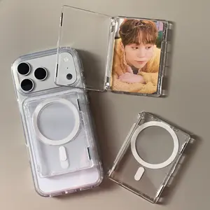 Transparent Magnetic Flip Card Holder Fits Credit Card, ID,  K-pop Photocard,Pokémon Clear phonecase  with photocard holder transparent