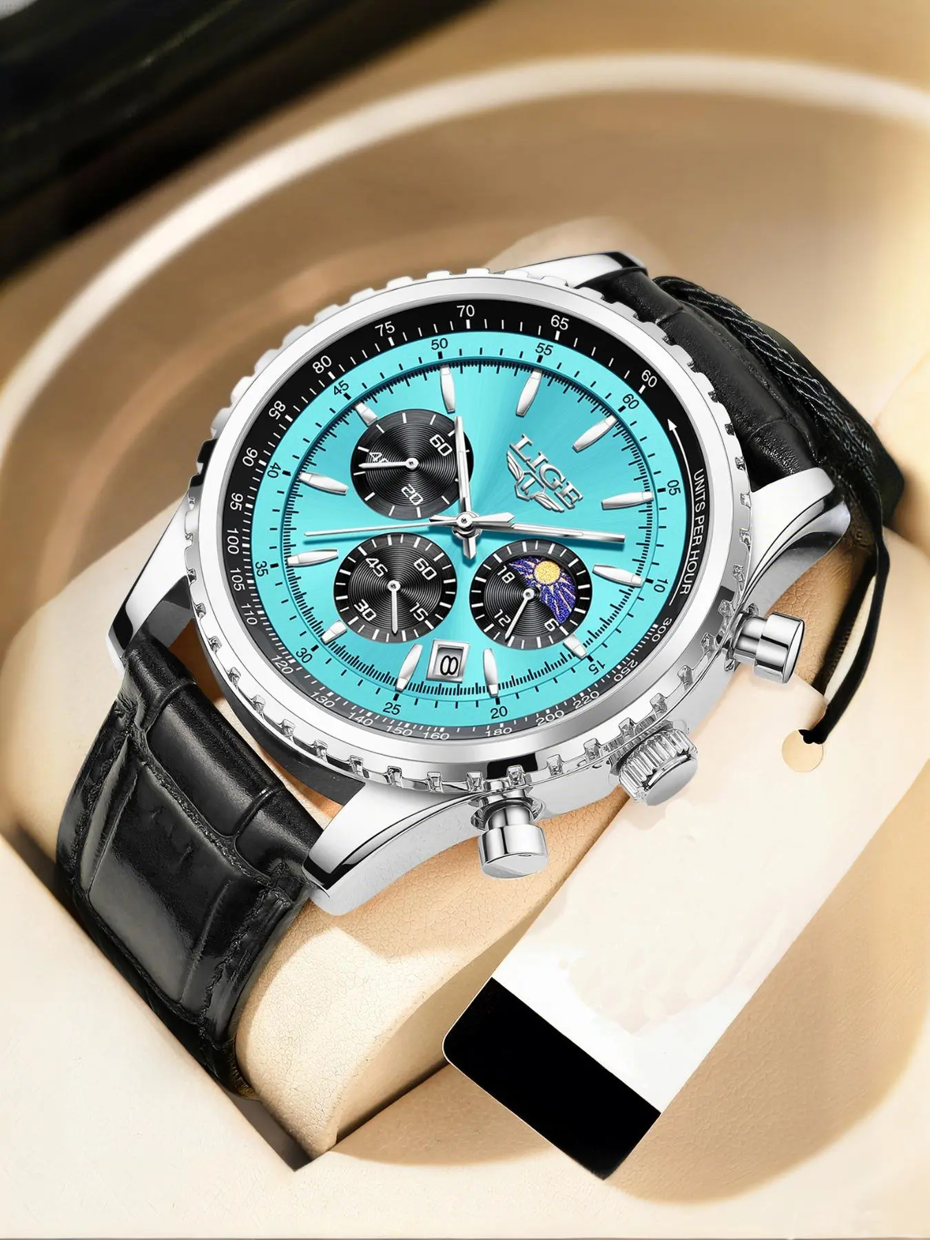 Men's Business Fashion Round Dial Quartz Watch, Analog Quartz Watches, Fashion Watch for Party, Daily Clothing Decor, Trendy All-match & Exquisite Watch for Birthday Gift with Box, Quartz Analog Wristwatch