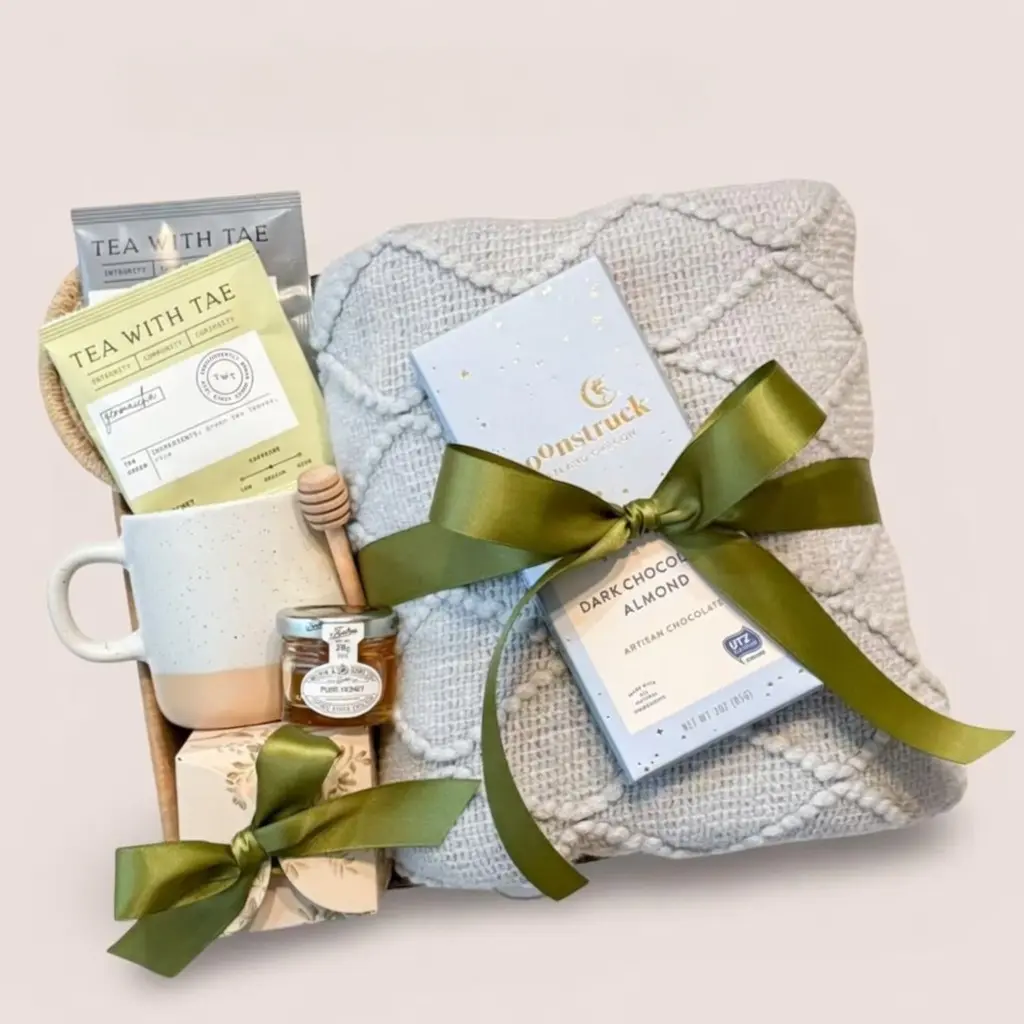HOT Thank you Gift Box for Her, Corporate Gift Basket Ceramic Mug and Tea, Gift Box for Boss Teacher, Candle with Warm Cozy Blanket