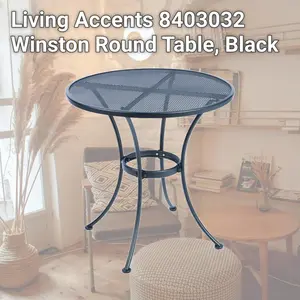212 MAIN Winston 28 in Round Shape Black Patio Dining Table - Outdoor Living Furniture, Weather Resistant Table, Seats 4