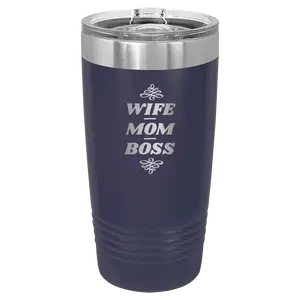 Wife Mom Boss 20 oz Tumbler | Navy