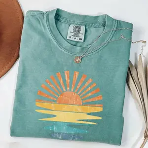 Comfort Colors Vintage Summer Sunset TShirt, Vacation Gift T-Shirt, Summer Lover TShirt, Family Trip Summer Tees, Cute Colorful Sunset T-Shirt