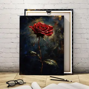 Wooden Framed Canvas Painting, Vintage Rose Art Poster, Modern Art Decoration, Living Room Bedroom Decoration, Hallway Office Mural, Ideal Gift, Ornaments