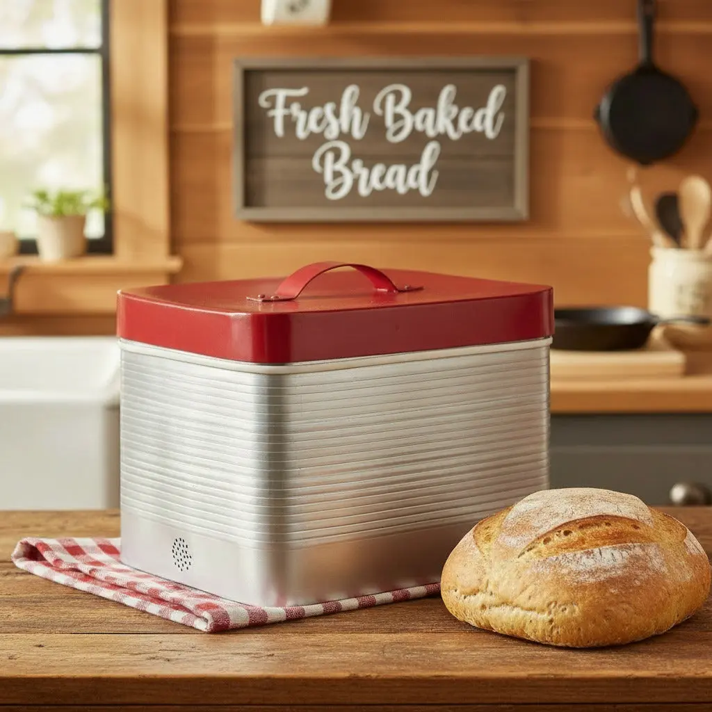 Vintage Thermos Bread Box, Rustic Kitchen Preserving Container for Food Storage