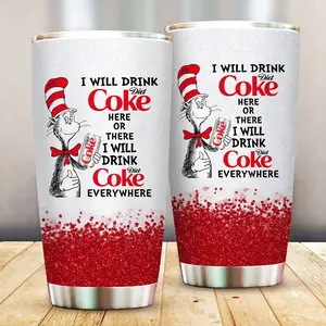 Funny Dr Seuss Diet Coke Tumbler 20oz - Drinkware Flasks Beverage Insulation Bottles Bottled Portable Washable Reusable Stylish Aesthetic Sturdy Mug