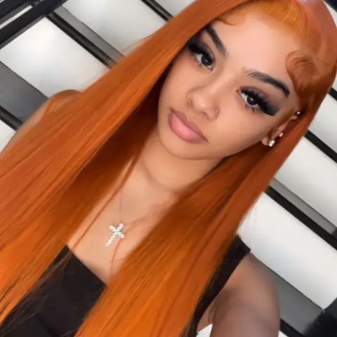 Ginger Long Straight Wig, 13x4 Lace Natural Hairline, Heat Resistant Synthetic Fiber, Synthetic Hair Pieces, HD Lace Frontal Colored Wigs Preplucked For Women，Cosplay & Daily Wear, Hairstyle Wigs