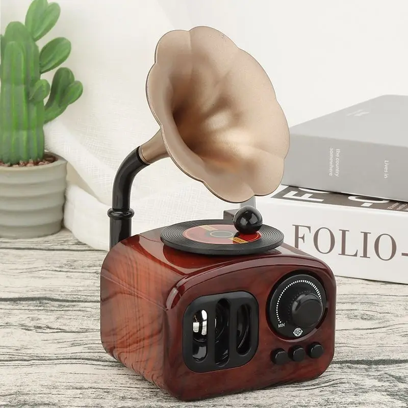 Vintage Phonograph Music Box Figurine, Mini Eight-Tune Decorative Musical Box Ornaments, Perfect Gift for Couples, Christmas & Mother's Day Present, Charm