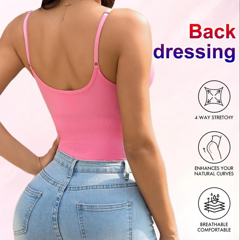 Seamless Covered Bust Jumpsuit Thong Bodysuit Fitted Women's Comfort Light Shape Basic , Breathable Hips , Solid Color Adjustable Straps Thong Shapewear Bodysuit Leotard , Underwear Fabric Womenswear black girl wear Soft Bras Clothes Dress body shapewear