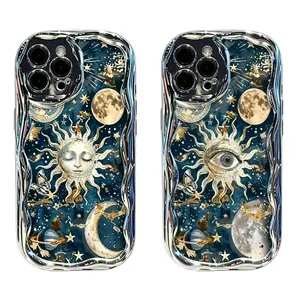 Celestial Sun and Moon themed phone case   for iPhone 17, 16, 15, 14, 13, 12, 11 Pro Air Plus ProMax and Samsung S26-S22 Plus shock-absorbing phone cases, fashionable gift.