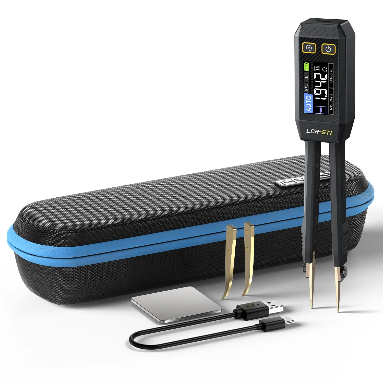 FNIRSI LCR-ST1 Mini Smart Digital Tweezer Tester for Resistance Capacitance Inductance Diode Measurement with 3 Test Frequencies & 2 Test Voltages Portable Multifunctional Instrument