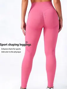 High Waist Seamless Tight-Fitting Yoga Sport Leggings, High Stretch Textured Shaping Pants, Women's Workout Bottoms, Seamless Fitness Leggings