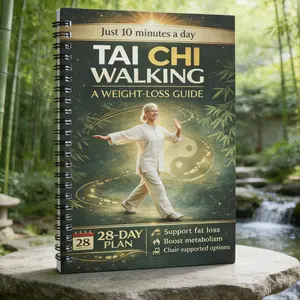 Premium Spiral-Bound Tai Chi Walking Weight-Loss Guide – 28-Day 10-Minute Daily Program, Chair-Supported Options, Progress Trackers, Step-by-Step Tai Chi Walking Routines to Support Fat Loss & Boost Metabolism, Durable Coil Binding, Perfect for Home Fitne