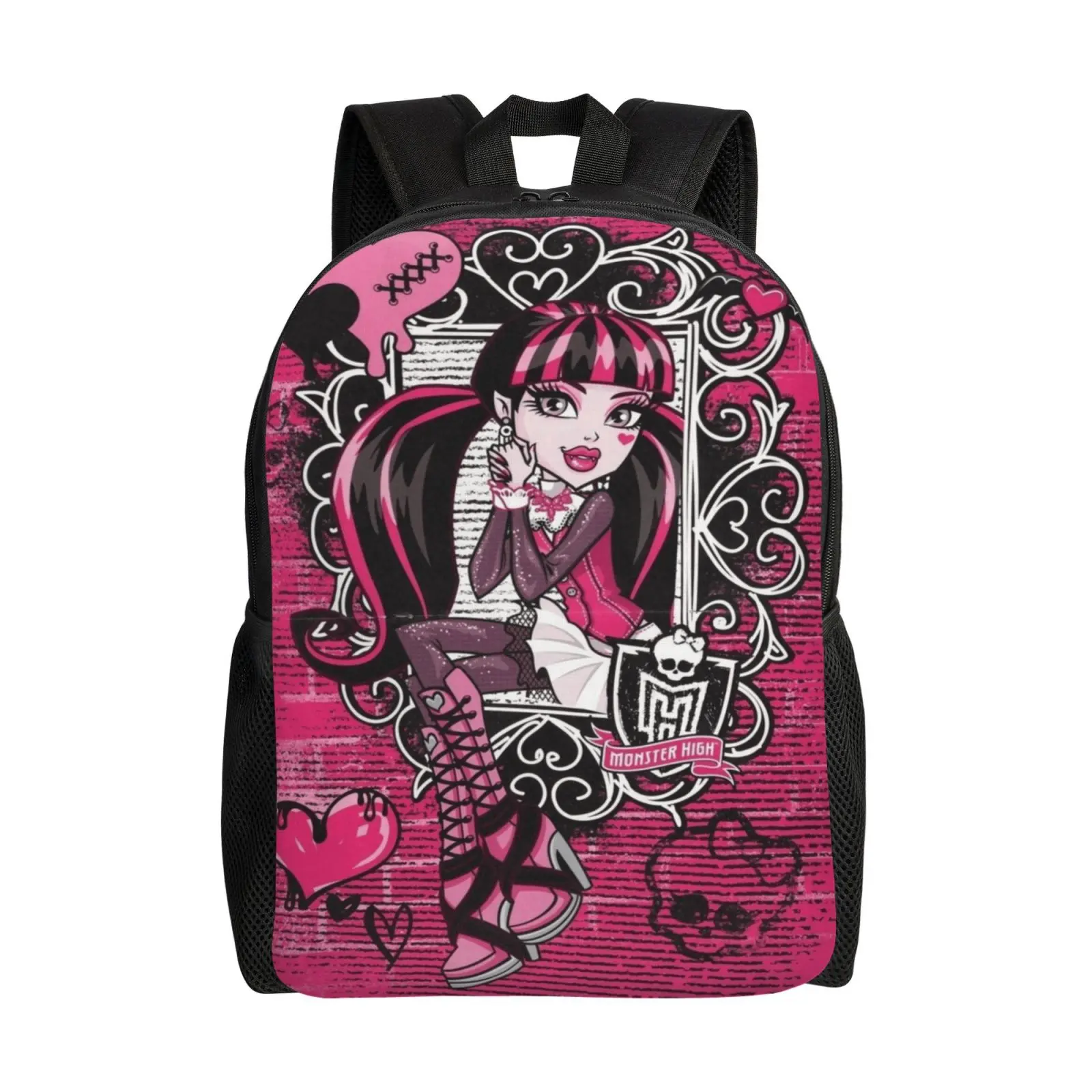 Monster High 17-Inch Large Capacity Casual Backpack - Shockproof Laptop Bag, Power Bank Compatible, Spacious Hold for Textbooks, Ideal for Travel & Daily Use, Perfect Gift for Kids