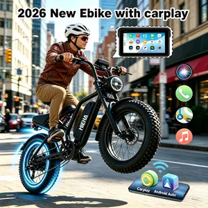 Hieha Upgraded Smart Ebike - 1500W Powerful Motor, 34MPH Max Speed, CarPlay Screen, Dual Cameras, APP Control, Waterproof Off-Road Electric Bicycle