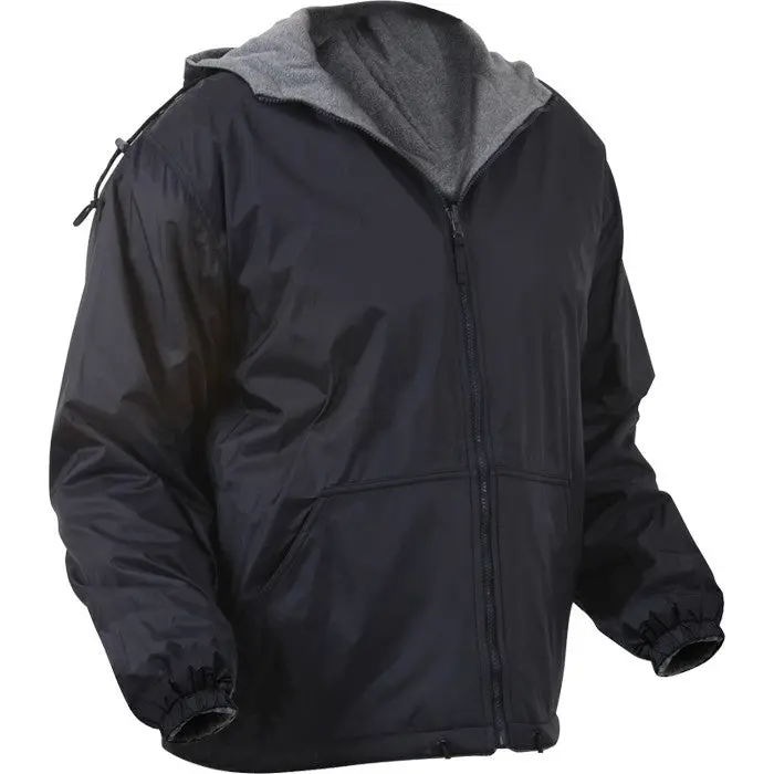 Men's Insulated Reversible Jacket with Waterproof Nylon Shell and Soft Fleece Lining | Hooded Menswear with Elastic Cuffs & Drawstring Hem, Tops
