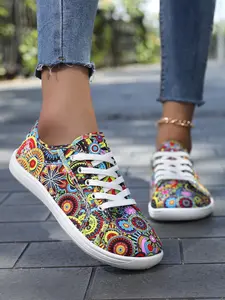 Ladies' low cut lace up canvas shoes, lightweight and comfortable casual shoes, comfortable round toe flat bottom, casual sports running shoes, suitable for daily activities, Sneaker, Walking Shoes