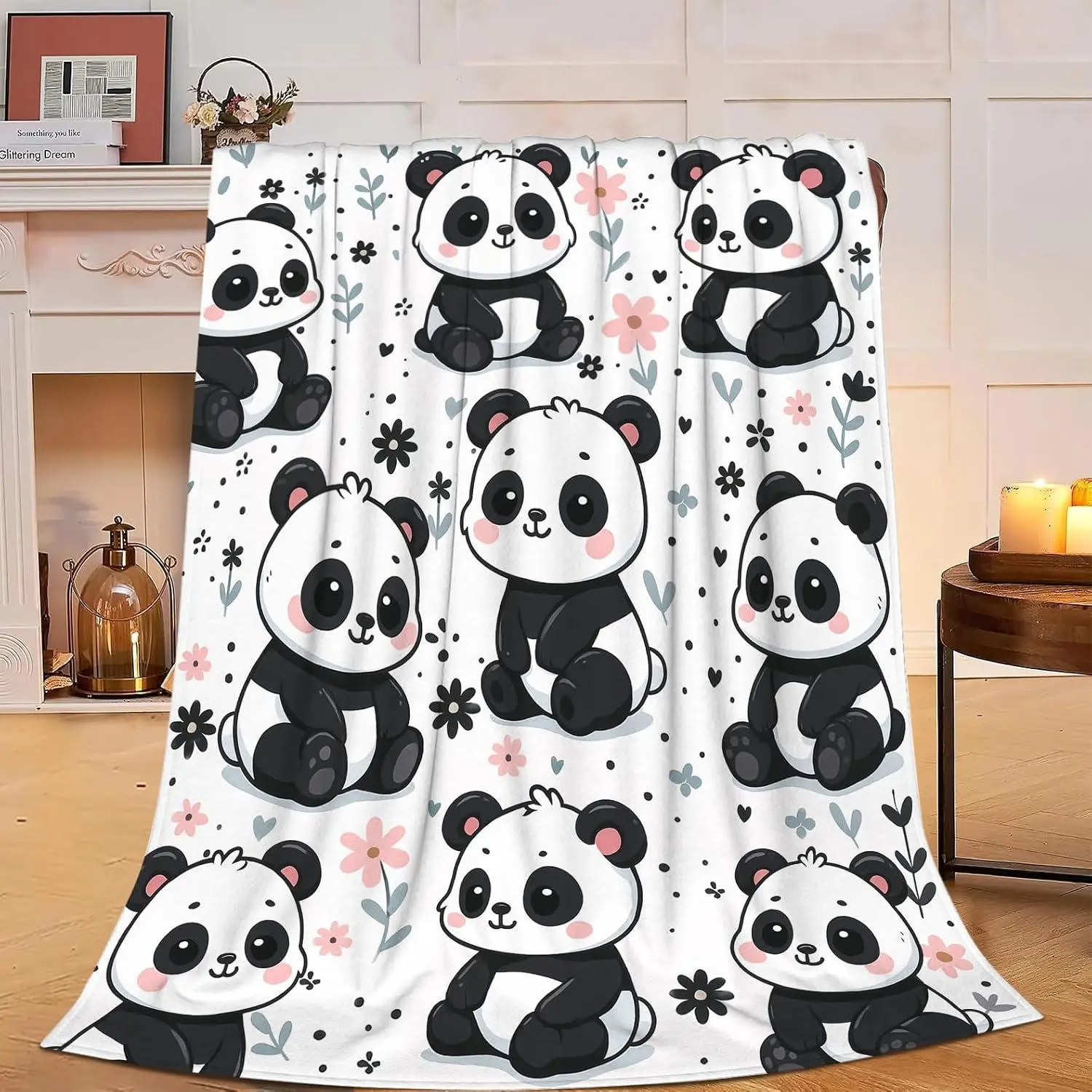 Flannel Blanket | Panda Blanket Cute Pandas Throw Blanket Soft Warm Cozy Fleece Fuzzy Plush Flannel Blankets Gifts For Girls Women Boys Kids Adults | Gift Blanket / All Season