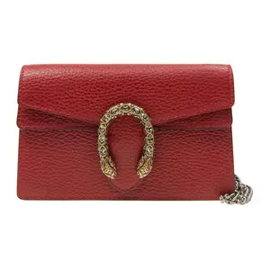 Gucci Dionysus Tiger Head Buckle Leather Crossbody Shoulder Bag for Women in Red