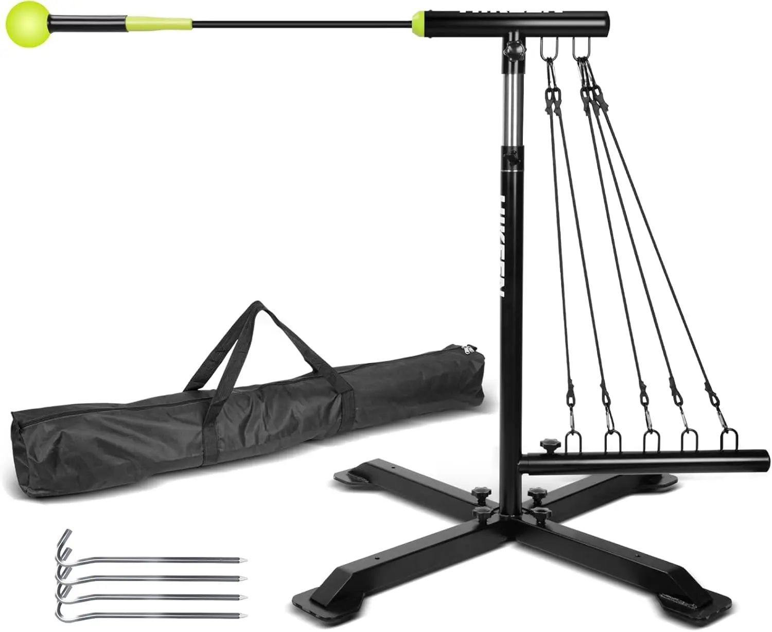 Baseball Softball Swing Trainer, Baseball Training Equipment, Includes 5 Elasticity Bands Baseball/Softball Accessories for Hitting and Batting, Adjustable Height for All Ages Training