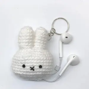 Crochet Miffy Headphone Case Handmade Bunny Cute Amigurumi Bag Charm & Gift Idea Soft Cozy Material Perfect for Storing Accessories