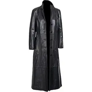 Mens Leather Long Coat - Men's Trench Full Body Genuine Leather Coat - Real Lambskin Leather Long Coat
