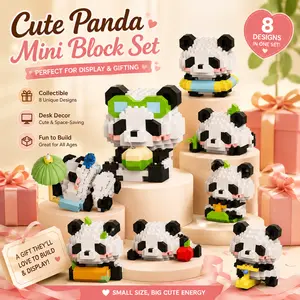 DIY Panda Construction Building Block Set, Creative Educational Toy, Assembly Toy, Puzzle Toy, Collectible Mini Bricks, Brick Model Set, Classroom Activity, Stress Relief Desk Toy, Christmas Birthday Present for Kids Boys Girls Teens Adults, New Toy Gift