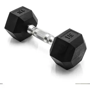 Rubber Coated Hex Dumbbell Set - 5-50lb Non-Slip Grip Anti-Roll Weights for Home Gym Strength Training - Multiple Sizes Free Weight Strength Equipment