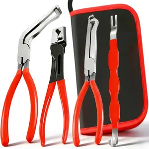 4 Pcs Electrical Disconnect Pliers for Cars, Automotive Electrical Terminal Connector Separator Removal Tool, with Straight & 60° Pliers, Hose Clamp Plier, Plug Release Tool in Storage Box