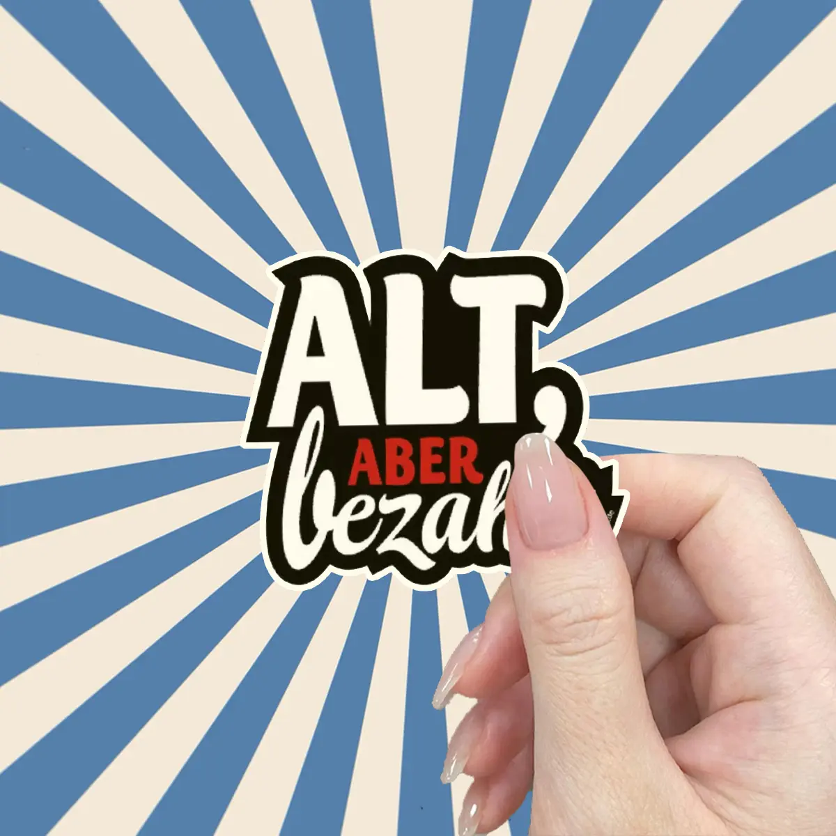 2PCS/SET ：Exclusive Meme ALT ABER bezah Sticker, German Self-deprecating Personalized Body Decal, Suitable for Sedans, Motorcycles, Bicycle Frames, Laptops, Skateboards, Helmets, Creative Scratch Cover Sticker