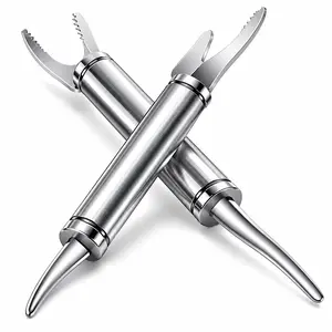 2PCS 5-in-1 Multifunctional Shrimp Deveiner Tool, Stainless Steel Shrimp Peeler & Fish Scale Scraper, Fish Maw Knife, Seafood Cleaning Tool for Shrimp, Fish & Duck Intestine