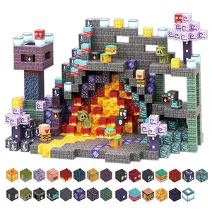 Cave Building Blocks World, DIY Educational Toy for Kids, Magnetic Cube Assembly Model, Perfect Birthday and Christmas Gift