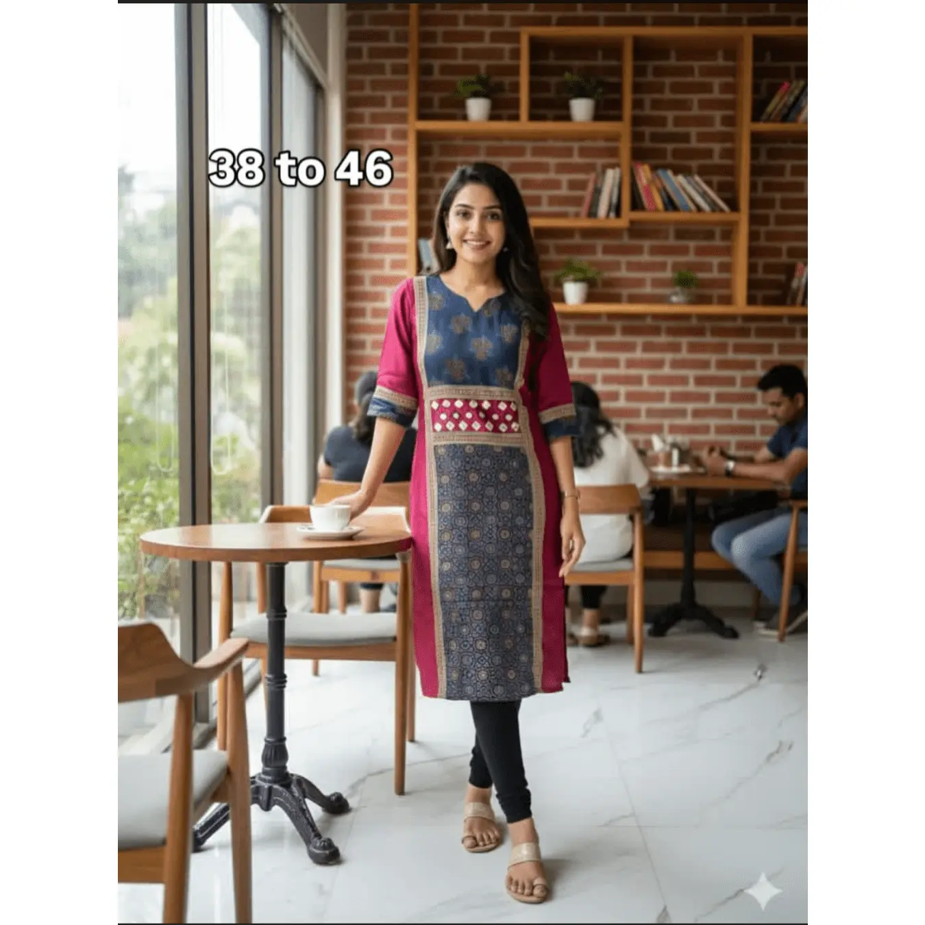 Mashru silk Pink Ajrakh Kurti