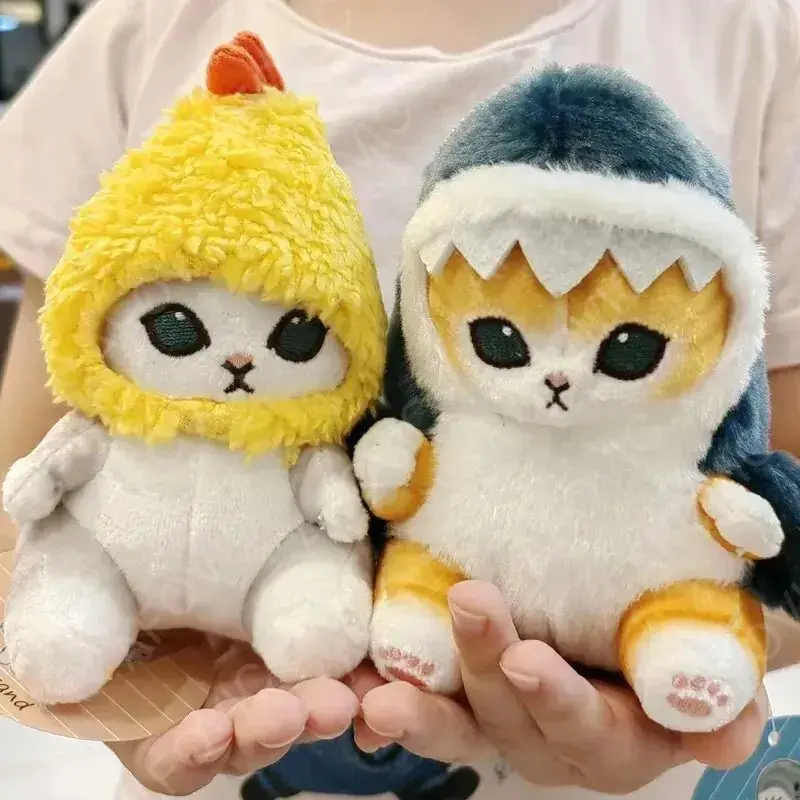 12-15CM Cute Shark Cat Plush Doll Key Chain Pendant Beautiful Room And Car Shrimp Cat Decoration Holiday Gift Boy and Girls