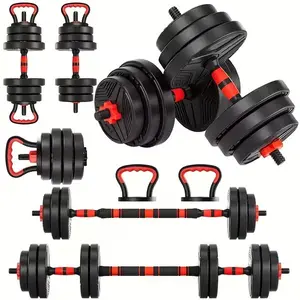 70/90lbs Free Weights Set with Upgraded Nut, 4in 1 Weight Set Used as Kettlebells, Barbell, Push up Stand