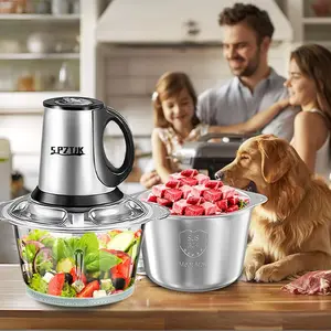 Electric food processor vegetable chopper  2x8cup bowls 2 blades Small Food chopper Electric Meat grinder for home use,Mincing, and Puree for kitchen aid, baby foot, pet food