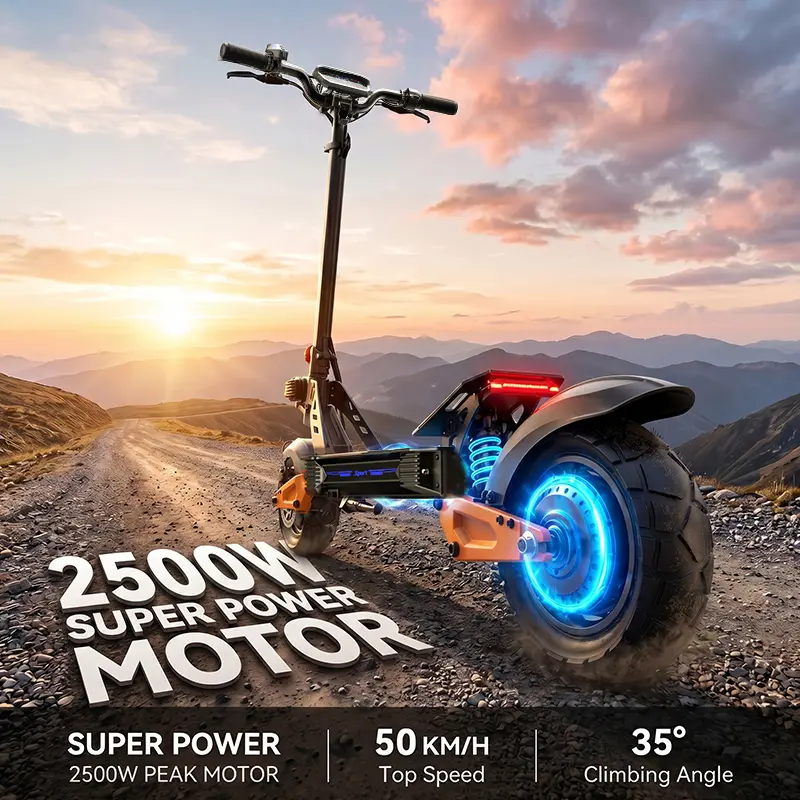 Adult electric scooter, motor commuter scooter, 700W motor with 19.9HPH dual braking system and shock absorption, 11-inch pneumatic off-road tires, sports folding electric scooter with three gears and front and rear lights