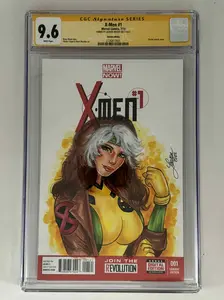 Comic Book - X-Men #1 CGC 9.6 Yellow Label, Signed & Sketched by Lauren Wright, Exclusive Sketch Variant