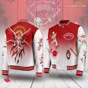 Lucifer Inspired Varsity Jacket, Dark Red Black Anime Bomber With Cosplay Vibe, Gothic Streetwear Statement Gift For Animation Lovers