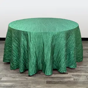 120 Inch Round Crinkle Taffeta Tablecloth Hunter Green