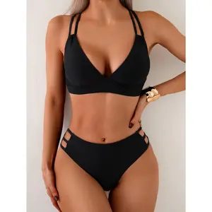 Women's New Floral High-Waisted Mesh Dress Bikini Swimsuit, High-Elastic Fabric, Low-Rise Bikini Bottoms, Ideal for Swimming, Low-Rise Bikinis Bottoms