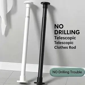 19.7–31.5 in no-drill adjustable telescopic closet hanging rod, black, adjustable support rod for wardrobe clothing storage and shower curtain dividers, universal load-bearing rod