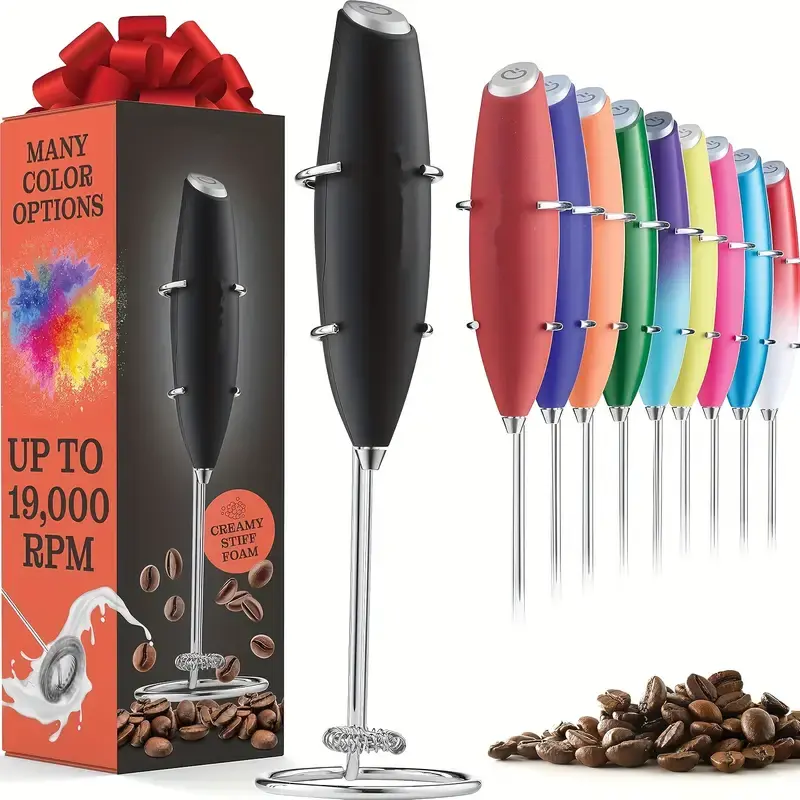 Powerful Handheld Electric Milk Frother Wand - Ultra Fast Mix Drink Whisk Foam Maker for Coffee, Lattes - Kitchen Utensil Gadget