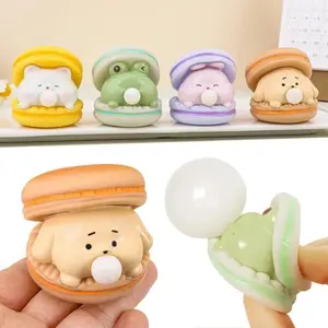 Cute Animal Spit Bubble Burger Squishy Toy Stress Relief Anti Anxiety Sensory Fidget Decompression Squeeze Desk Set Stress Relief Decoration for Kids Adults